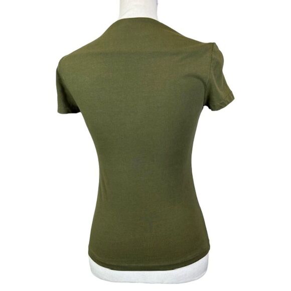 Kate Spade Saturday Boat Neck Tee in Deep Olive Short Sleeve Cotton Size XS - Picture 3 of 8